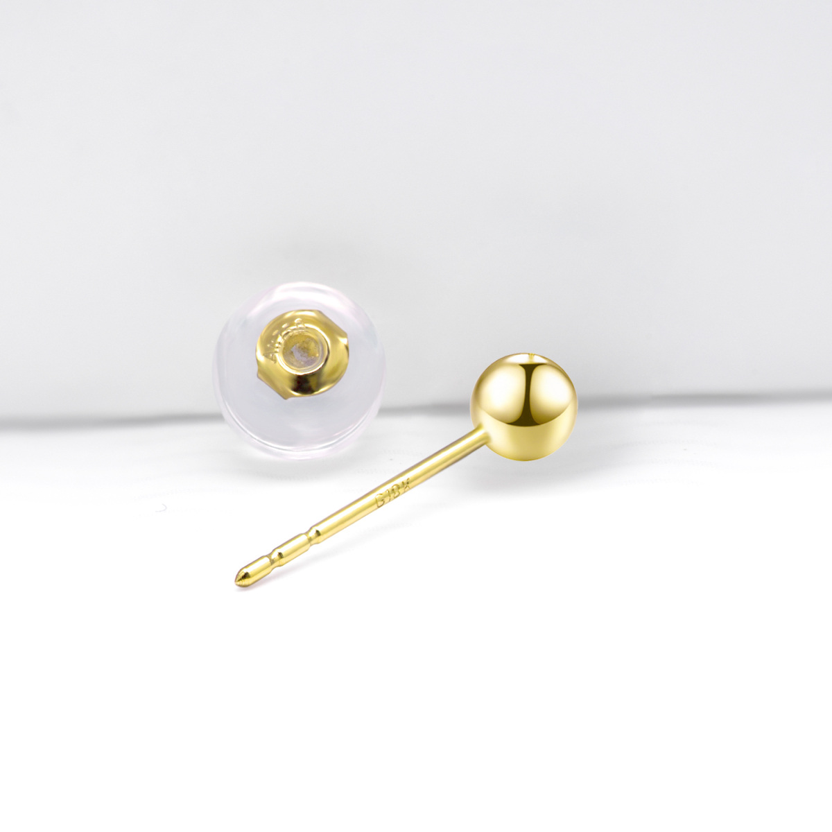 18K Gold Ball Stud Earrings-4