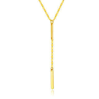 18K Gold Bar Adjustable Y Necklace-4