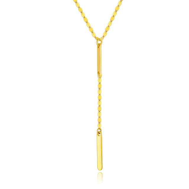 18K Gold Bar Adjustable Y Necklace-1