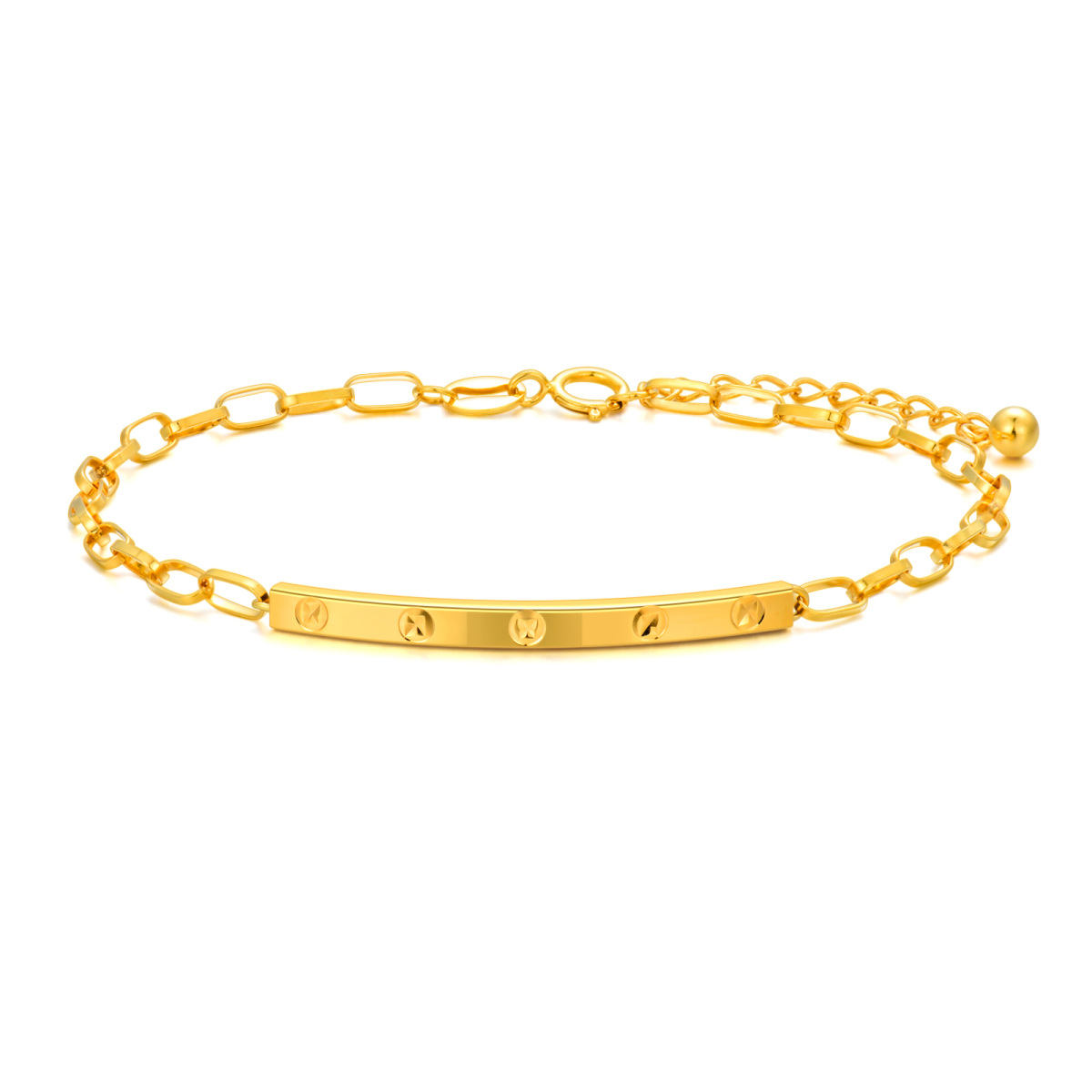 10K Gold Bar Charm Bracelet-1