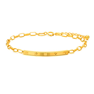 10K Gold Bar Charm Bracelet-3