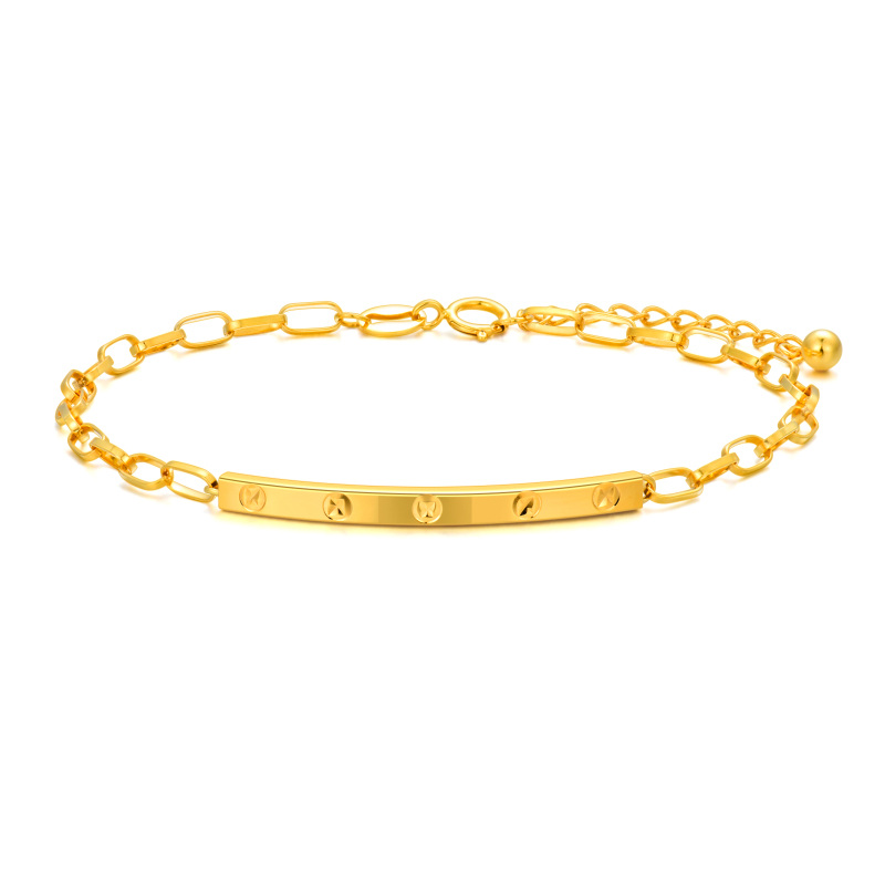 10K Gold Bar Charm Bracelet-13