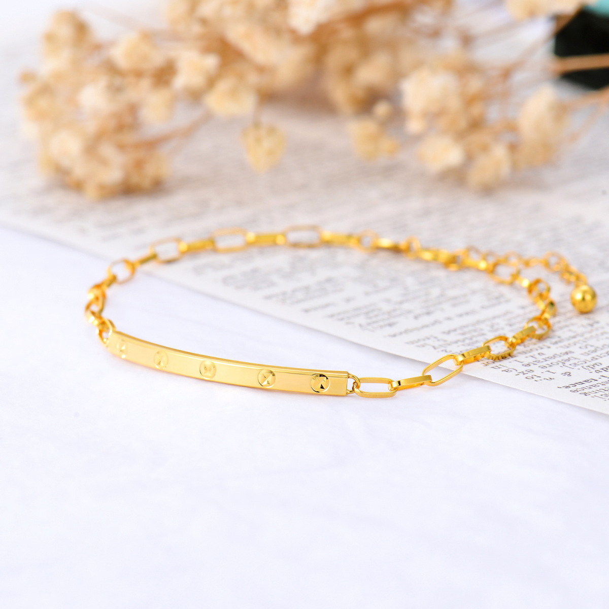 10K Gold Bar Charm Bracelet-3