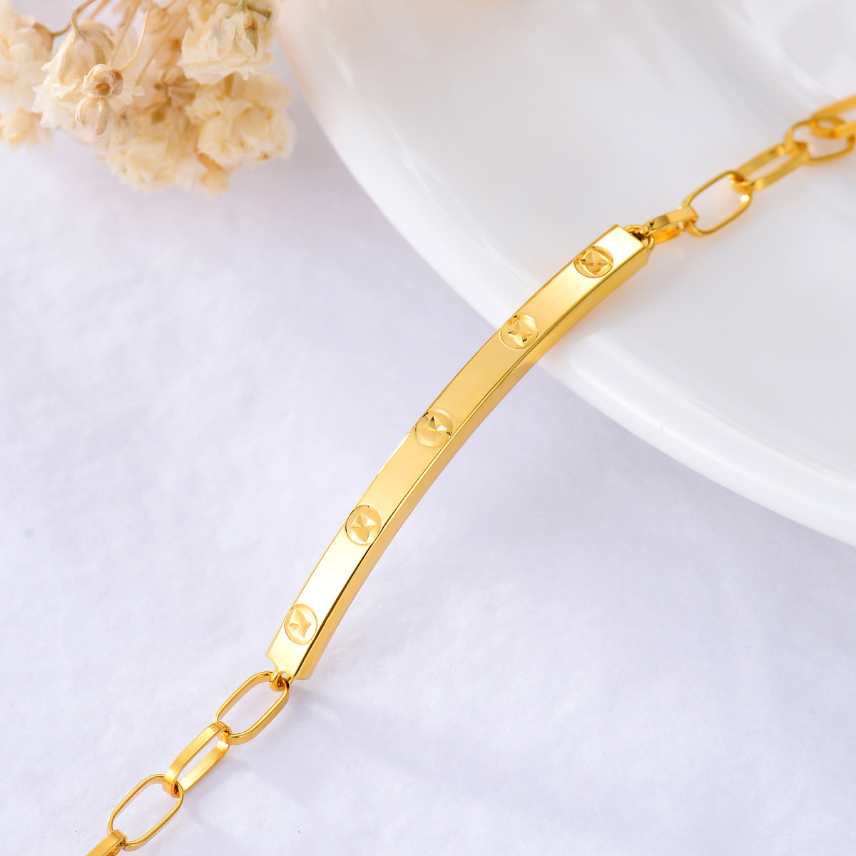 18K Gold Bar Charm Bracelet-4