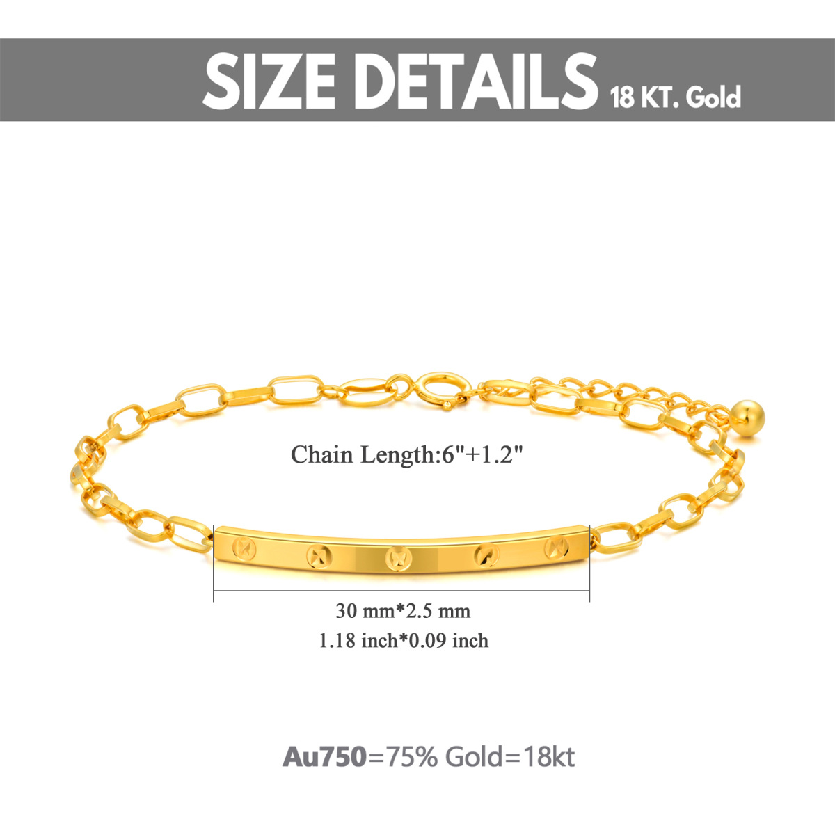 Bracciale con ciondolo a barra in oro 14K-5