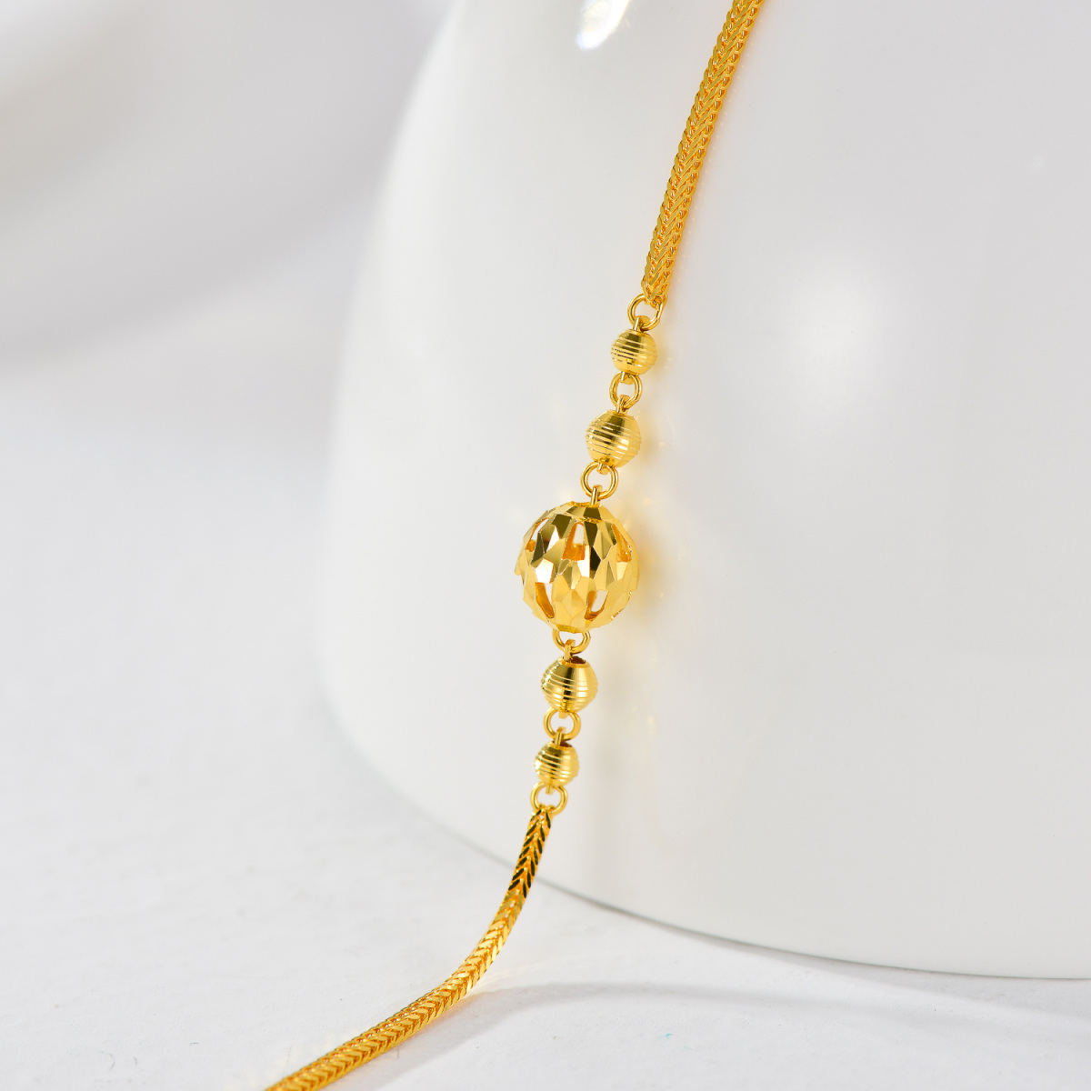 Pulsera de cuentas de oro de 18 quilates-4