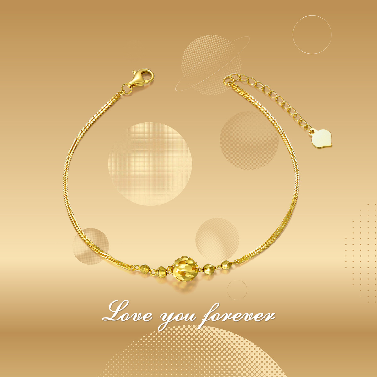 Pulsera de cuentas de oro de 18 quilates-5