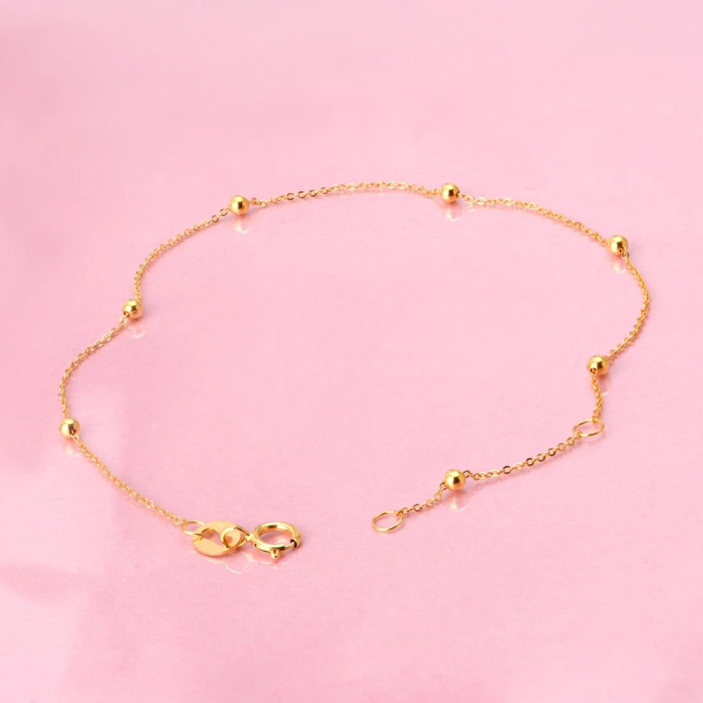 Pulseira de contas de ouro 10K para mulher-4