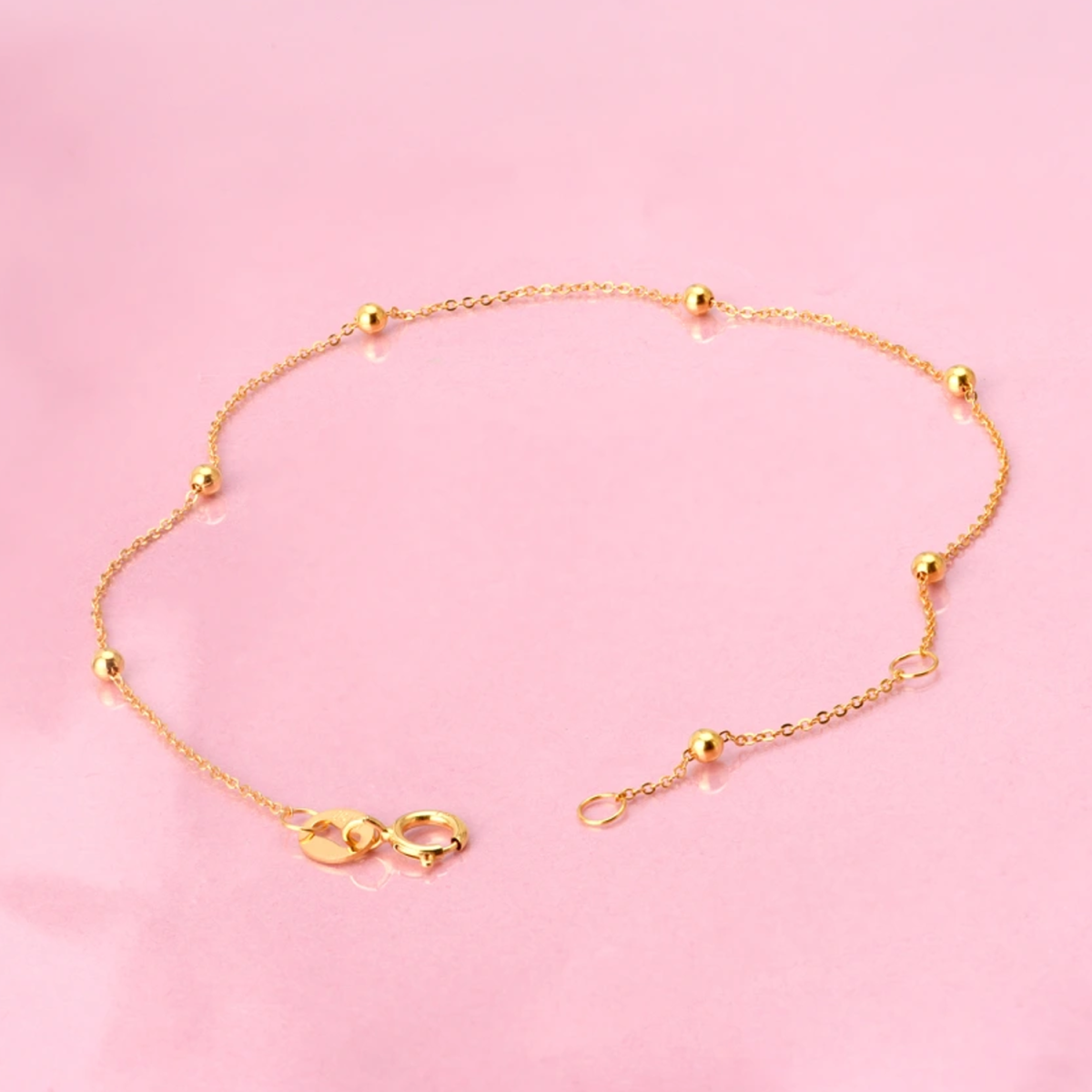 14K Gold Bead Bracelet for Women-4