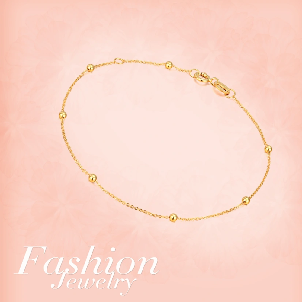 Pulseira de contas de ouro 10K para mulher-5