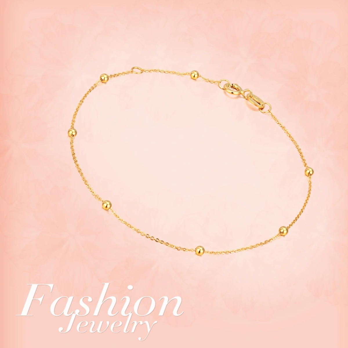 14K Gold Bead Bracelet for Women-5