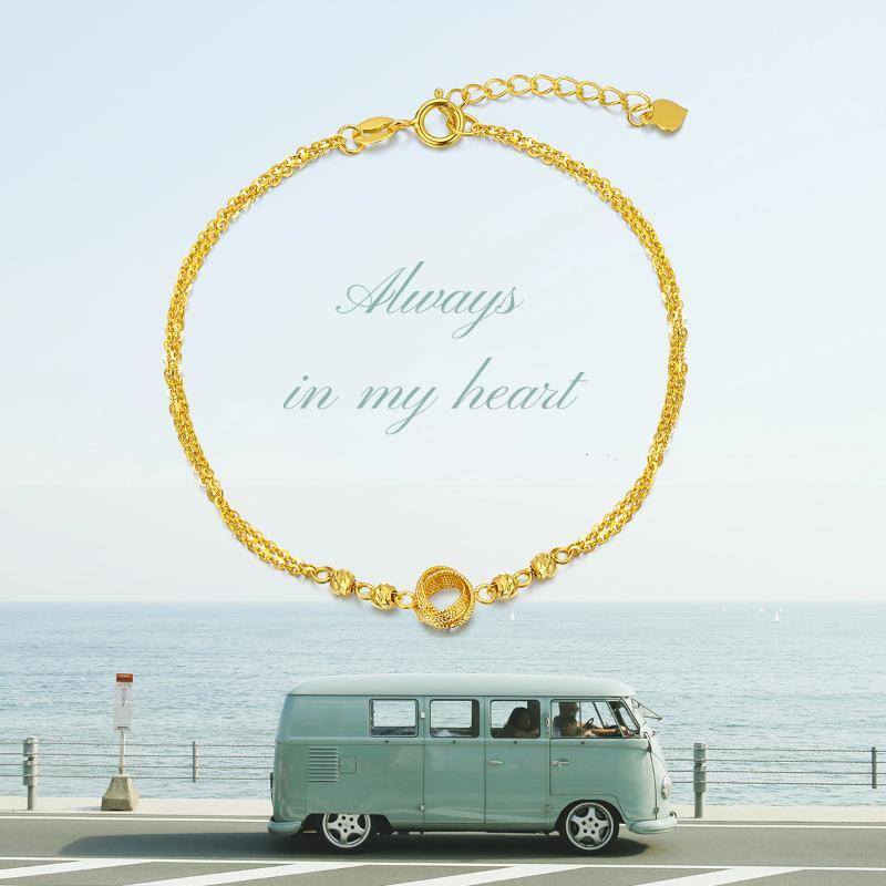 10K White Gold Bead & Celtic Knot Layerered Bracelet-5