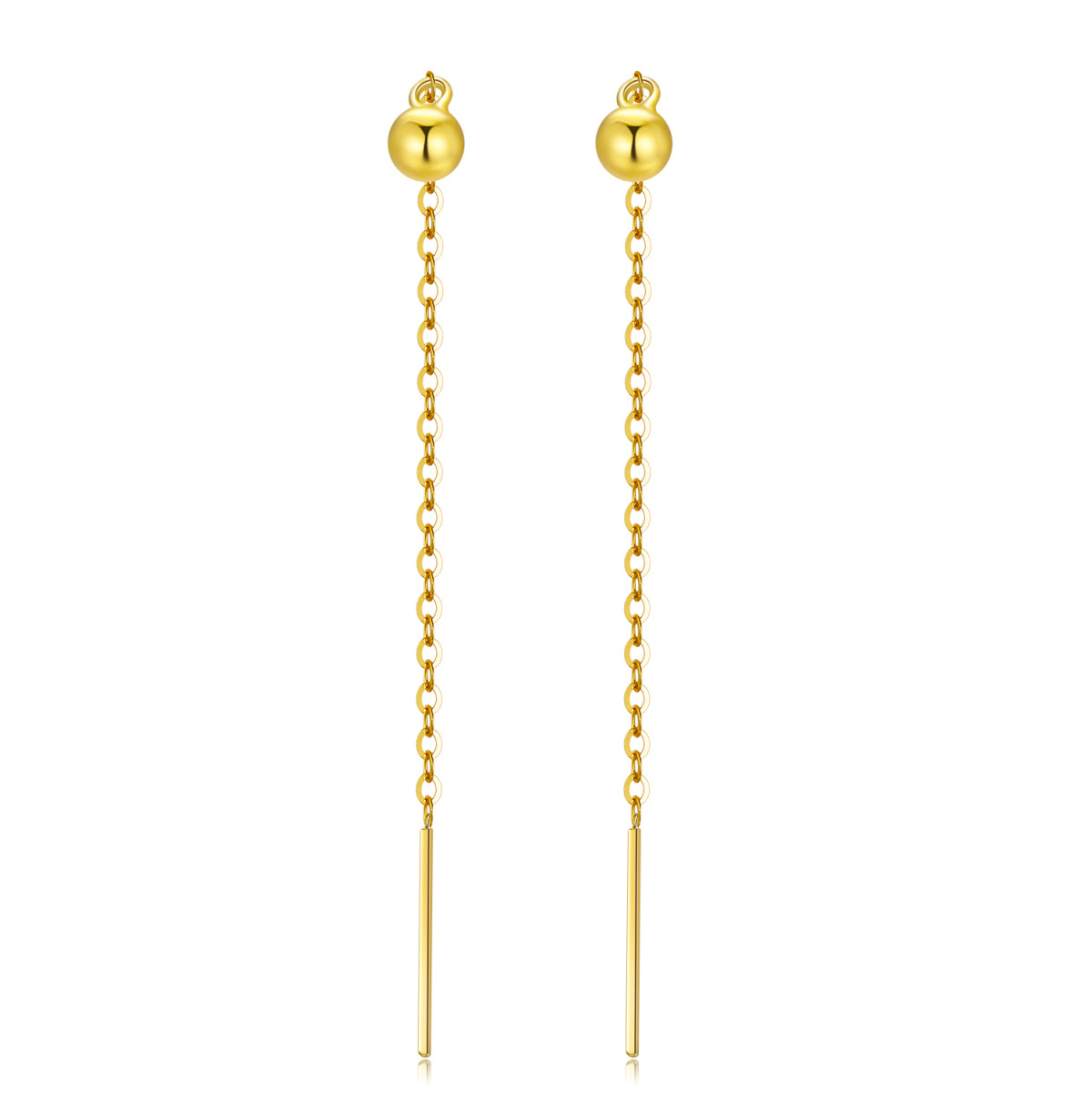 18K Gold Bead Drop Earrings-1