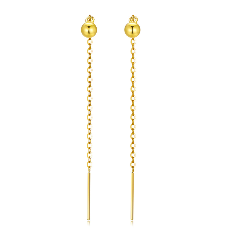 10K Gold Bead Drop Earrings-20
