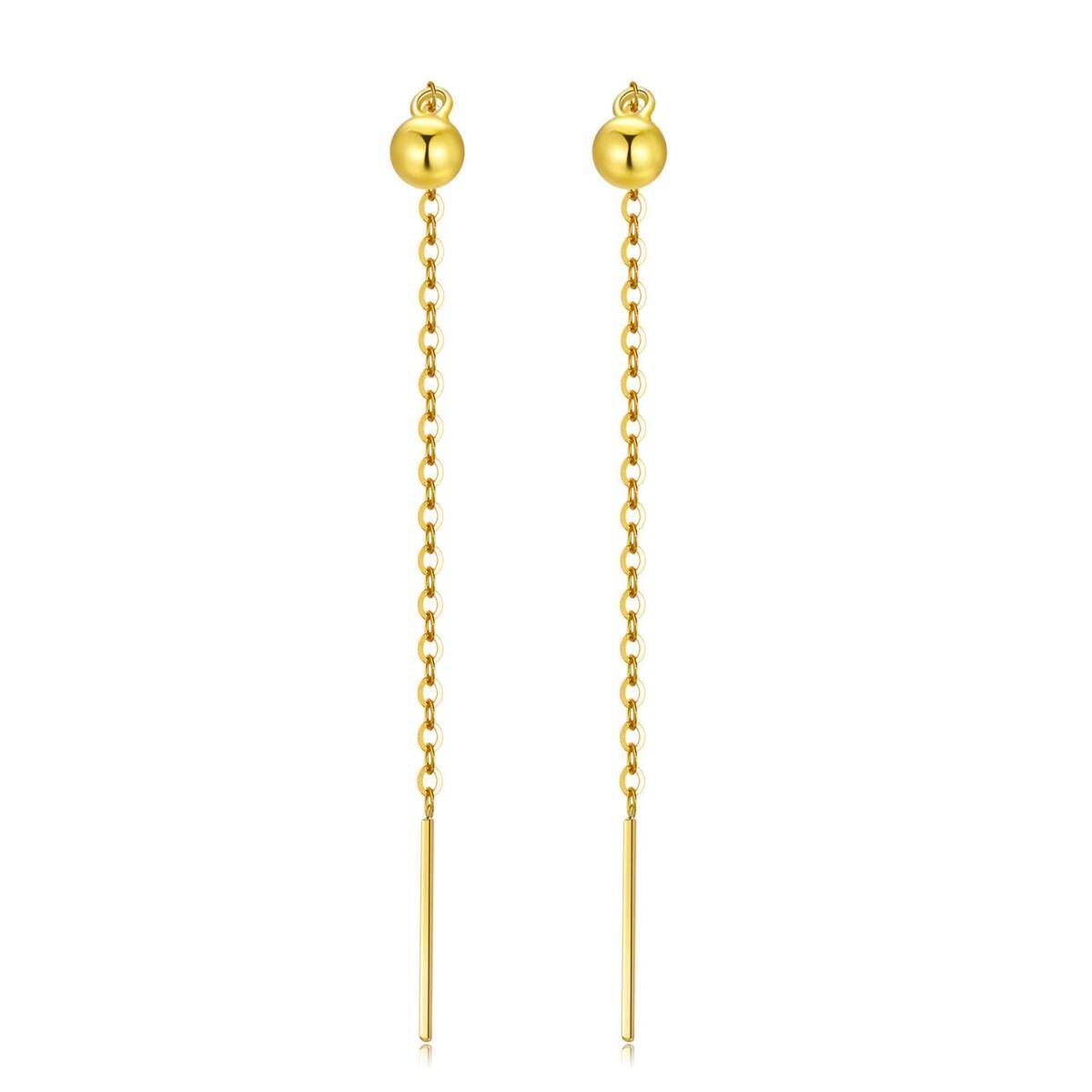 10K Gold Bead Drop Earrings-3