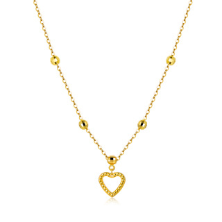 10K Gold Bead & Heart Necklace-1