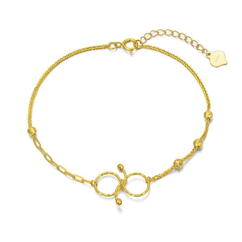 10K Gold Bead & Infinity Symbol Charm Bracelet-1