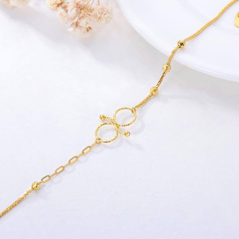 10K Gold Bead & Infinity Symbol Charm Bracelet-4