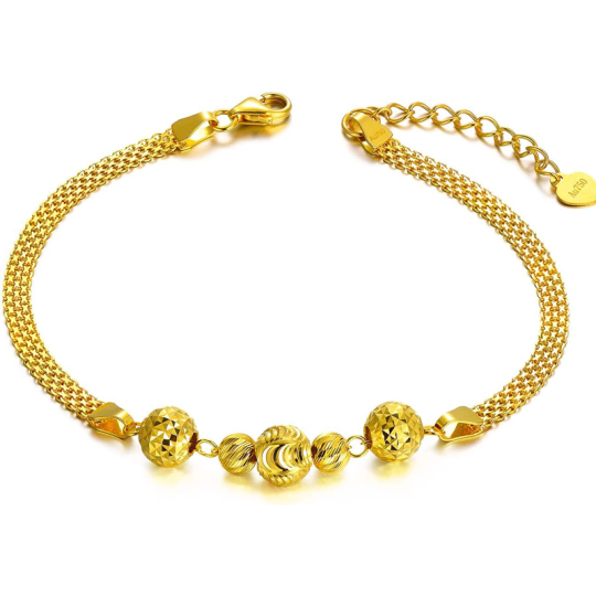 Pulsera de cuentas en capas de oro de 18 quilates para mujer