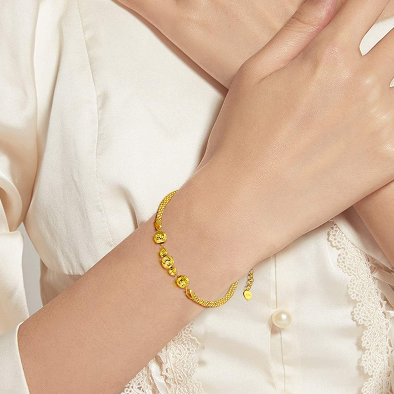 18K Gold Bead Layerered Bracelet for Women-2