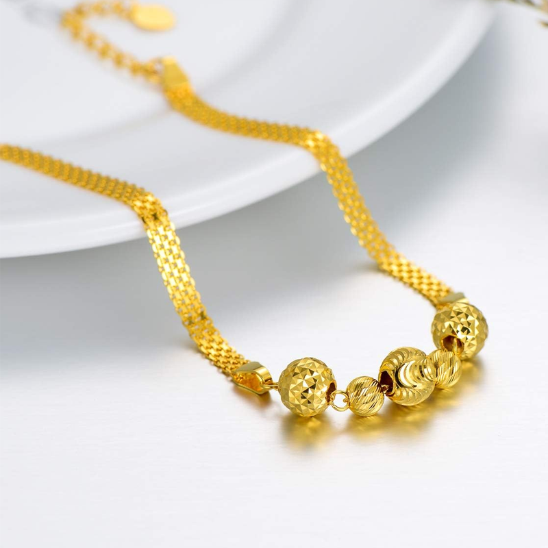 18K Gold Bead Layerered Bracelet for Women-3