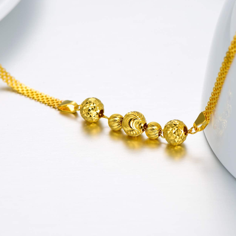 Pulseira de contas de ouro 9K em camadas para mulheres-4
