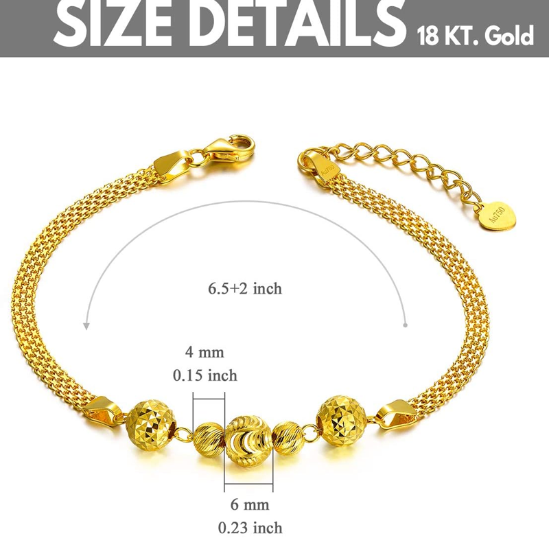 Pulseira de contas de ouro 9K em camadas para mulheres-5