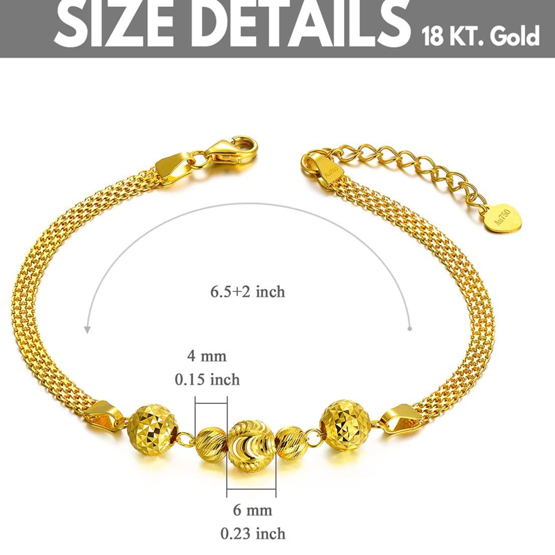 18K Gold Bead Layerered Bracelet for Women-5