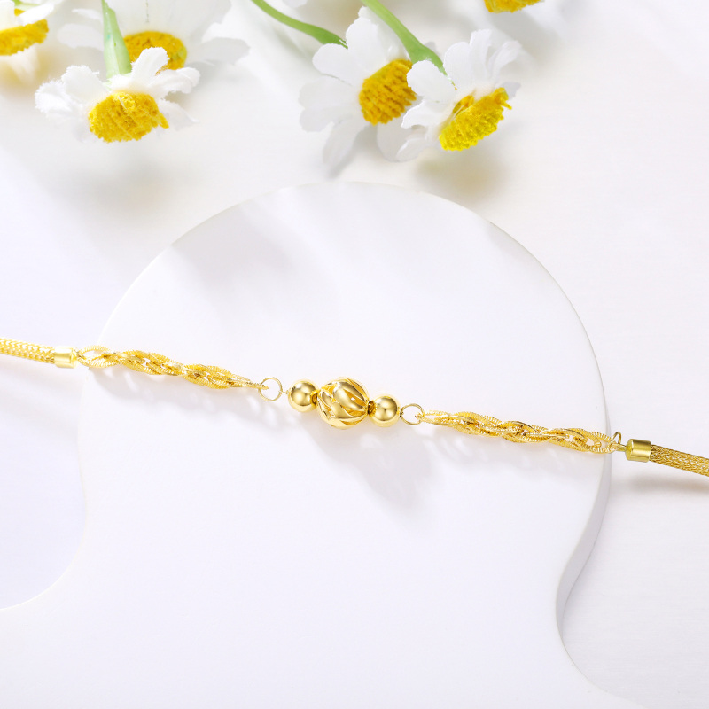 10K White Gold Bead Charm Bracelet-3