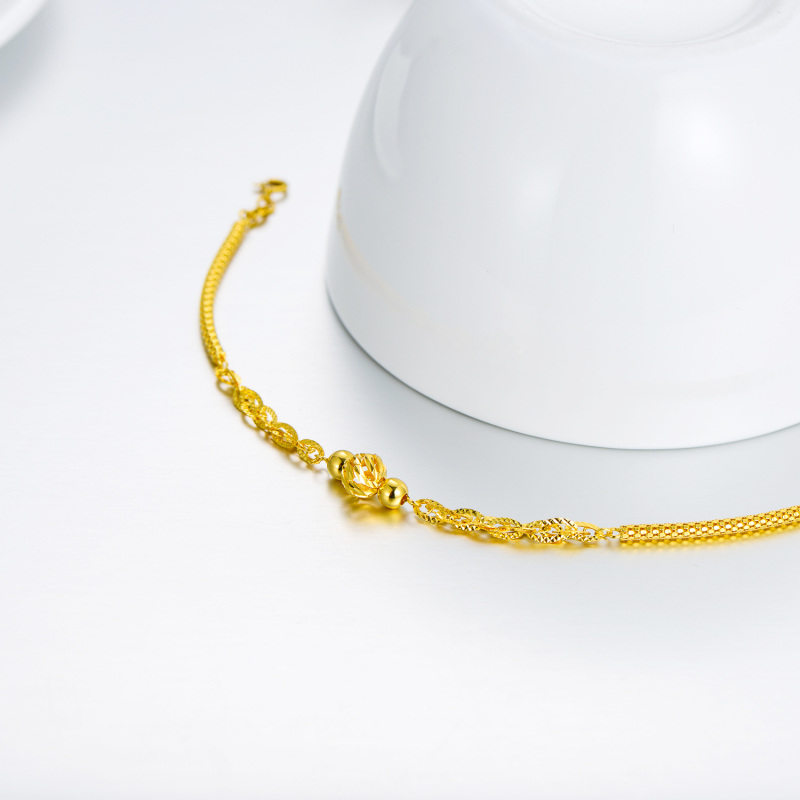 10K White Gold Bead Charm Bracelet-4