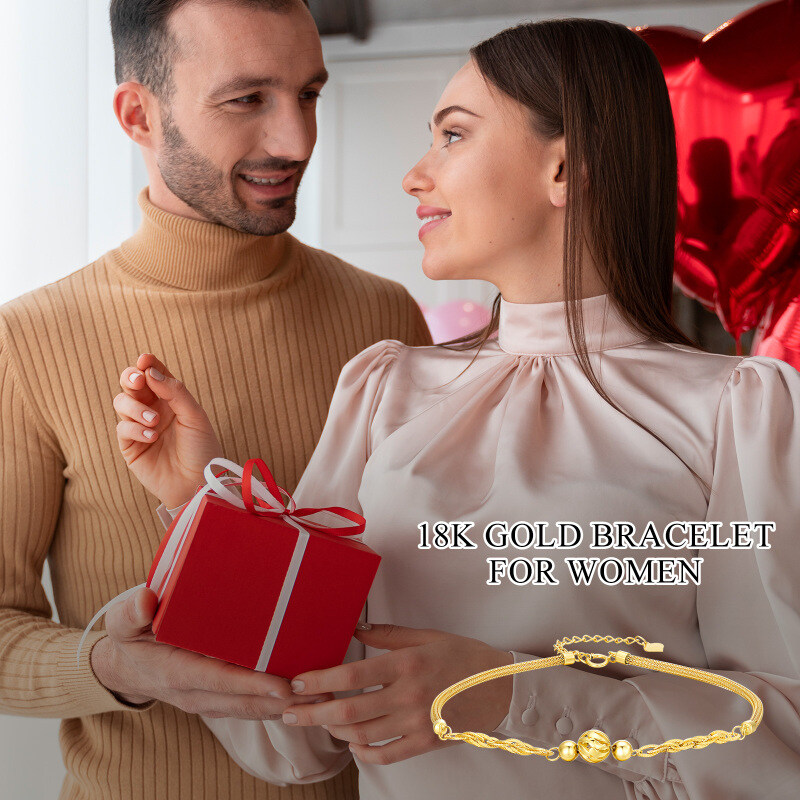 10K White Gold Bead Charm Bracelet-6