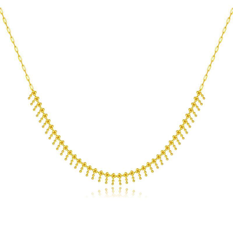 10K Gold Bead Metal Choker Necklace-1