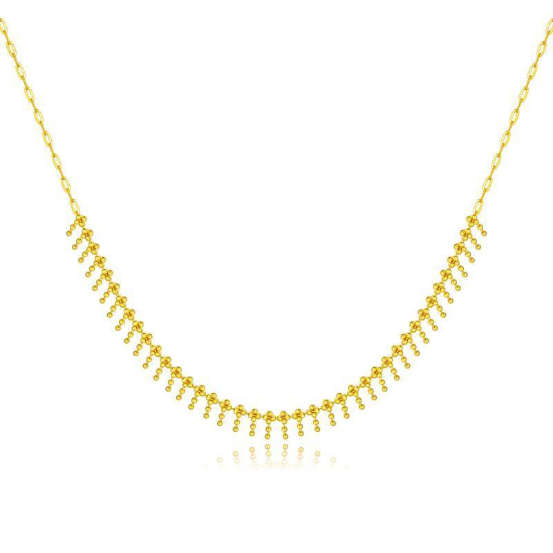 10K Gold Bead Metal Choker Necklace-1