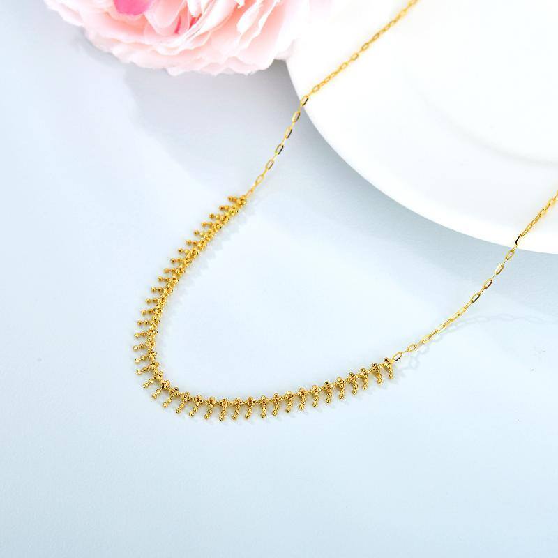 10K Gold Bead Metal Choker Necklace-4