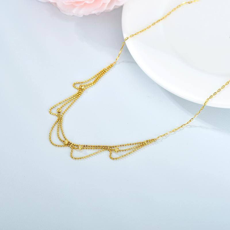 18K Gold Bead Metal Choker Necklace-4