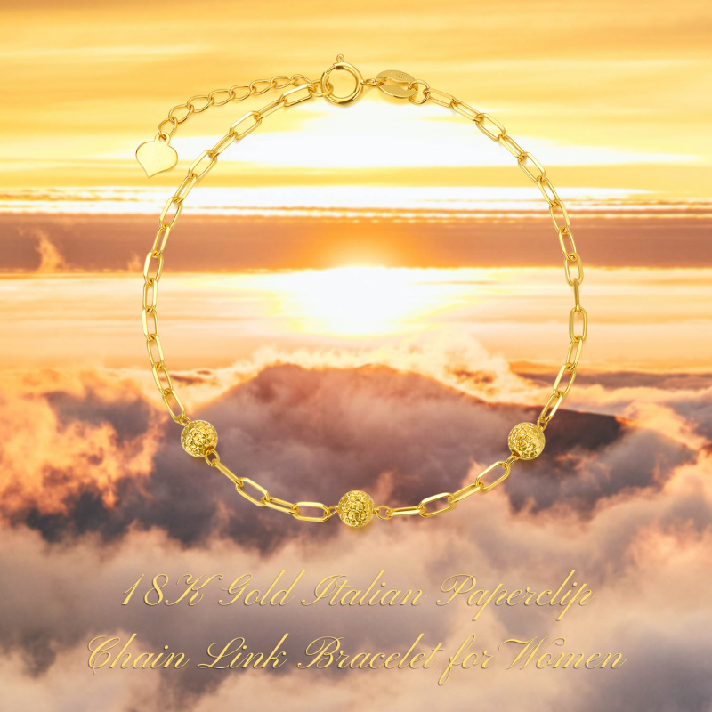 Pulsera de cuentas metálicas con clip y cuentas de oro blanco de 10 quilates-3