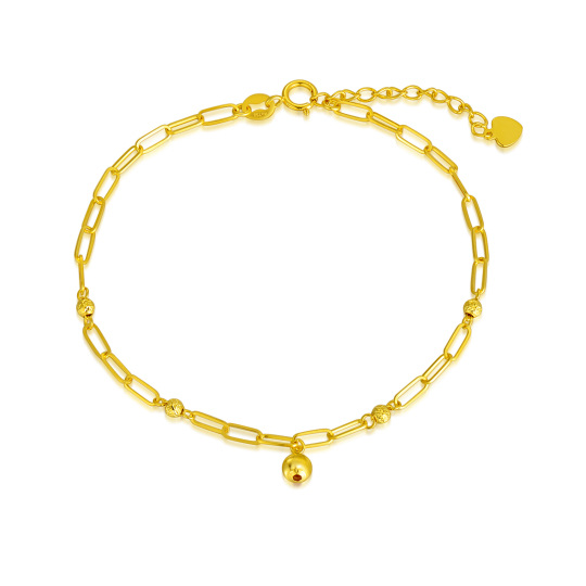 10K Gold Bead Paperclip Chain Bracelet