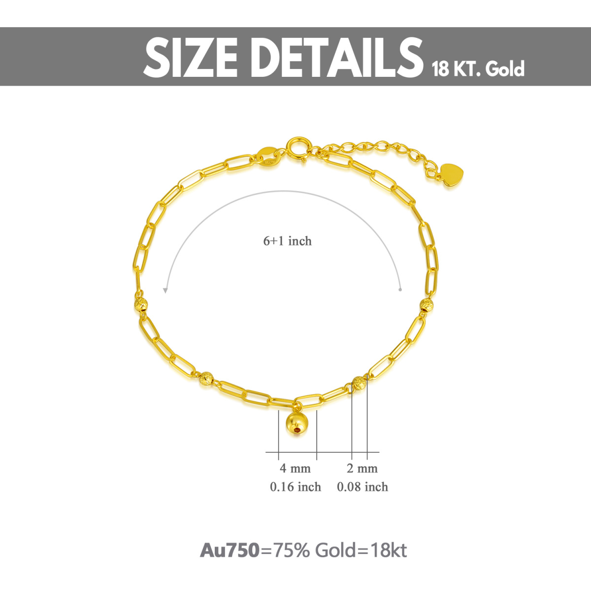 Bracciale a catena con graffette in oro 18 carati-6