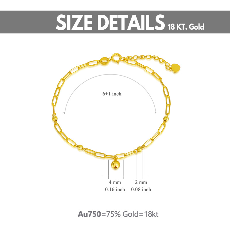 10K Gold Bead Paperclip Chain Bracelet-6