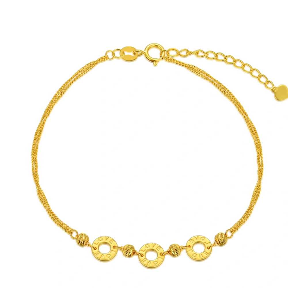 10K Gold Bead & Round Charm Bracelet-1