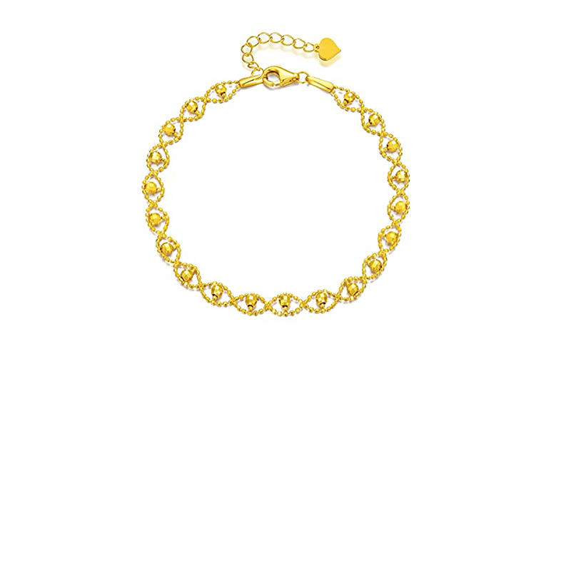 10K Gold Bead Single Chain Anklet-1