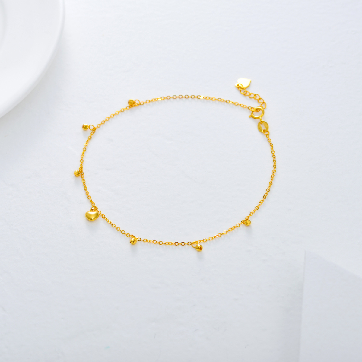 10K Gold Bead Single Layer Anklet-4