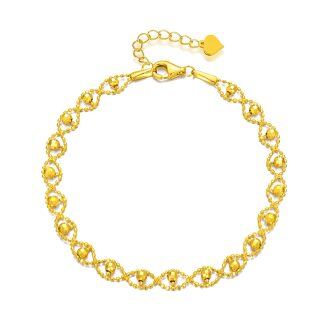 18K Gold Bead Single Singpore Chain Chain Anklet for Women-5