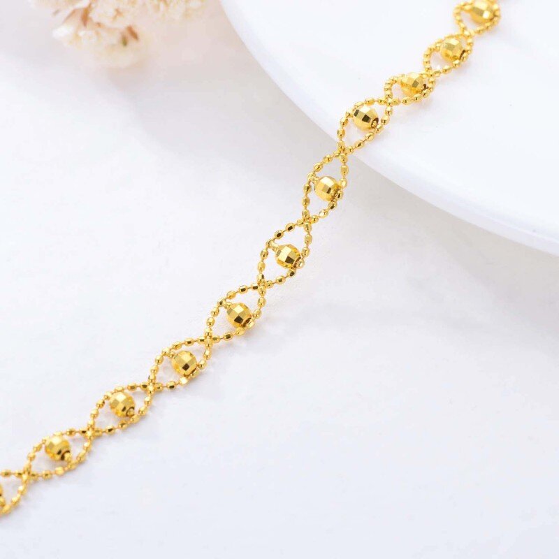 Tobillera de cadena sencilla de oro de 10 quilates con cuentas para mujer-2