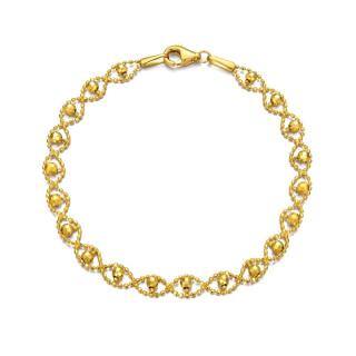 10K Gold Bead Station Chain Bracelet-5