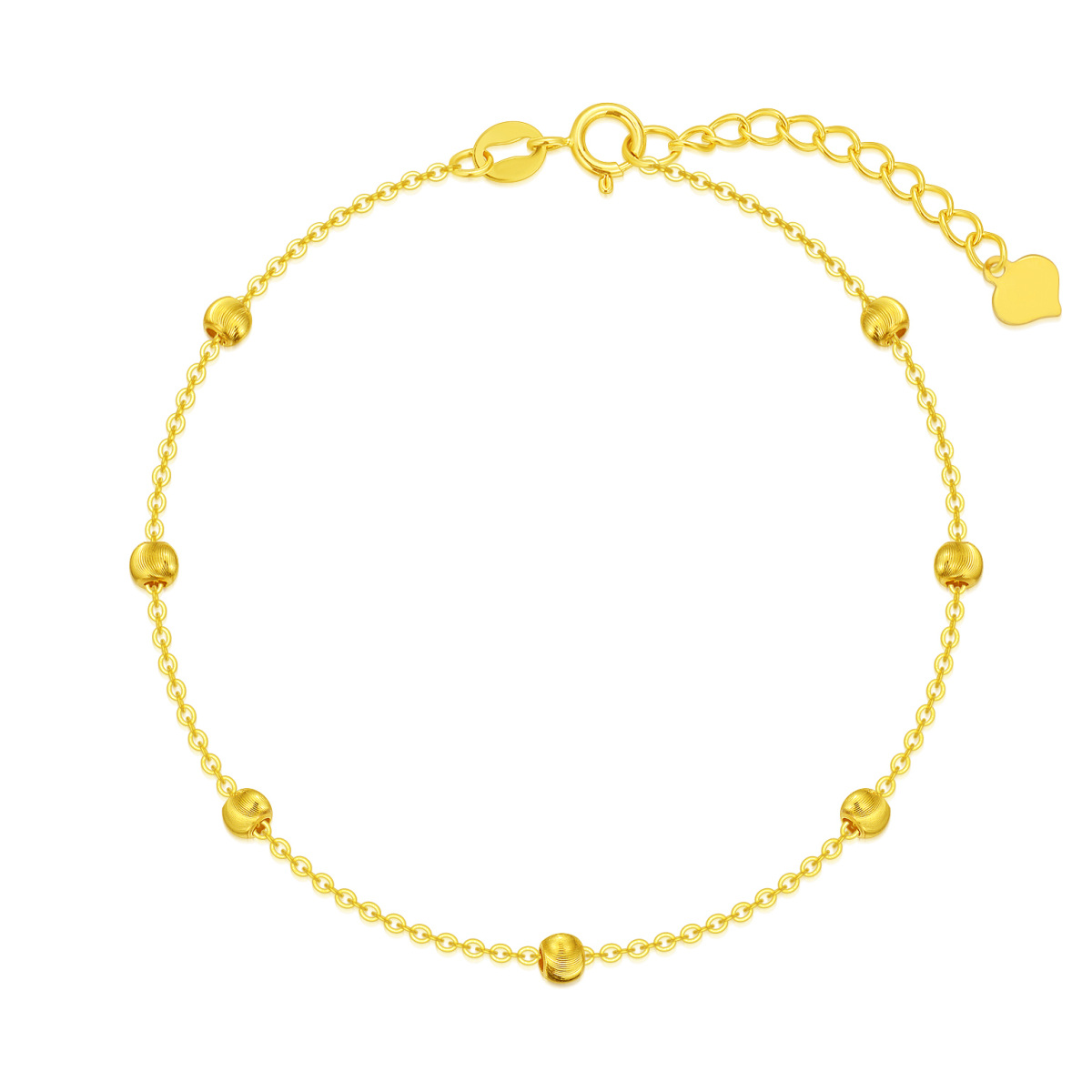 10K Gold Bead Station Chain Bracelet-1