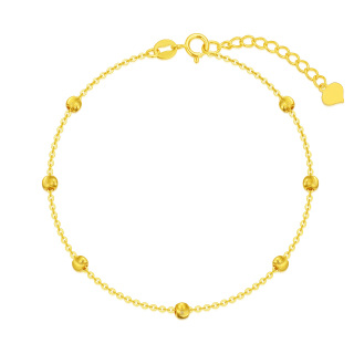 10K Gold Bead Station Chain Bracelet-4