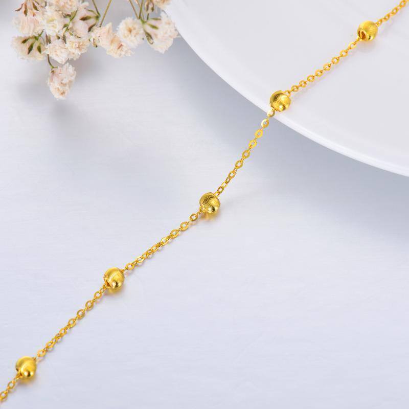 14K Gold Bead Station Chain Bracelet-4