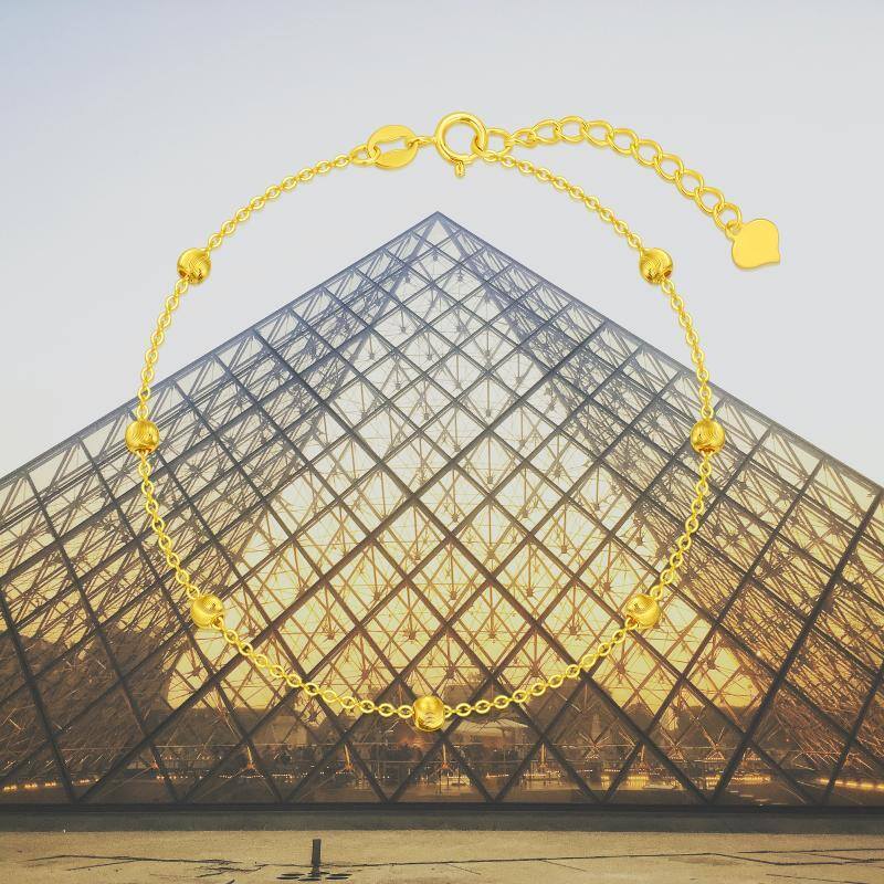 14K Gold Bead Station Chain Bracelet-6