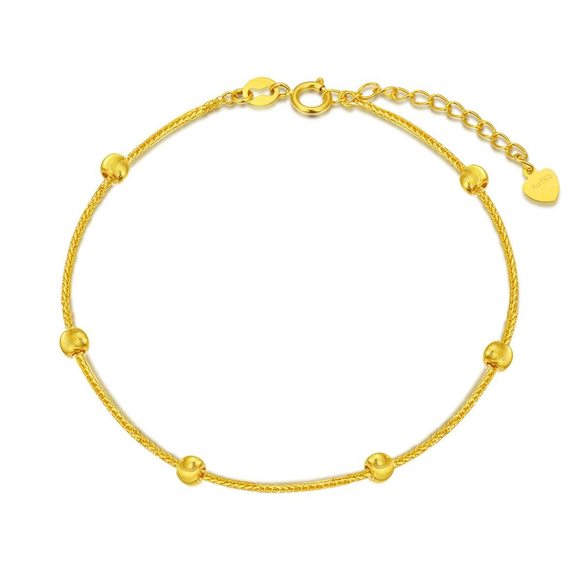 10K Gold Bead Bead Station Chain Bracelet For Women-1